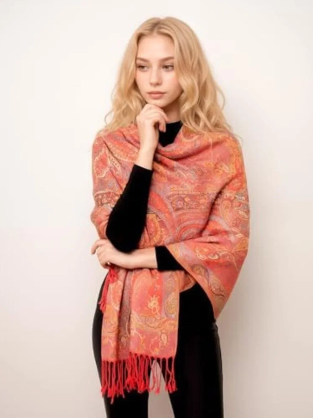 Elegant Big Paisley Pashmina Shawl Wrap - Versatile Scarf for Weddings & Daily